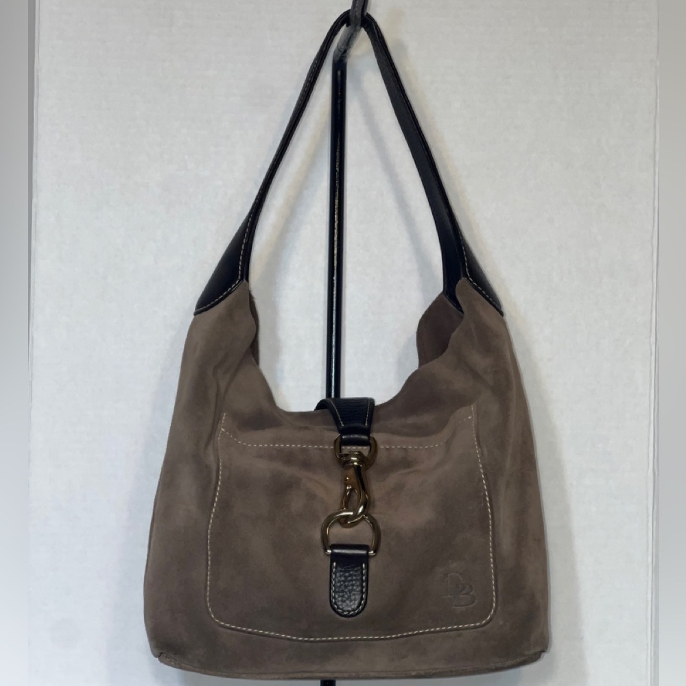 Vintage Dooney & Bourke Tan Suede Leather Hobo Shoulder Bag